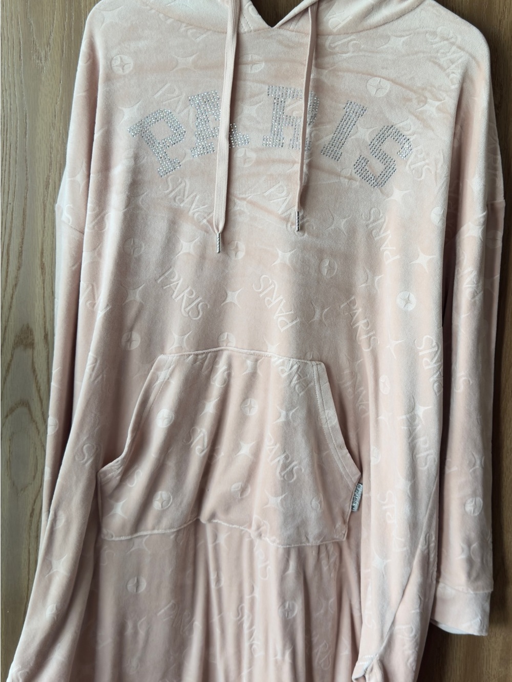 Paris Hilton Pink Velour Hoodie Dress | Y2K Logo Lounge Hoodie